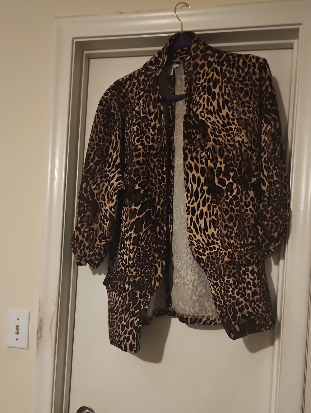 Leopard Print Lightweight Jacket - Brown & Black